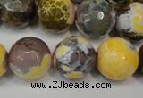 CAG5858 15 inches 16mm faceted round fire crackle agate beads