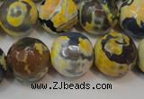 CAG5859 15 inches 16mm faceted round fire crackle agate beads