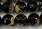 CAG5860 15 inches 16mm faceted round fire crackle agate beads