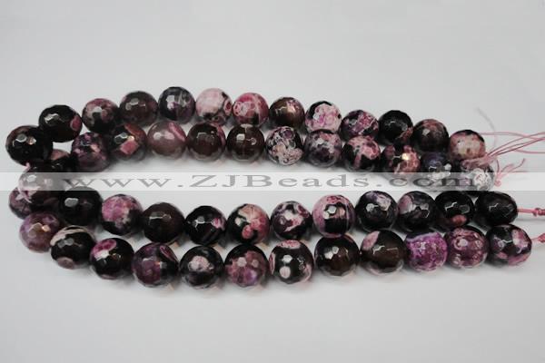 CAG5861 15 inches 16mm faceted round fire crackle agate beads