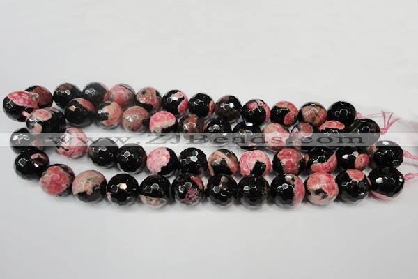 CAG5862 15 inches 16mm faceted round fire crackle agate beads