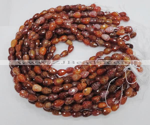 CAG587 15.5 inches 10*14mm faceted teardrop natural fire agate beads