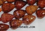 CAG588 15.5 inches 13*18mm faceted teardrop natural fire agate beads