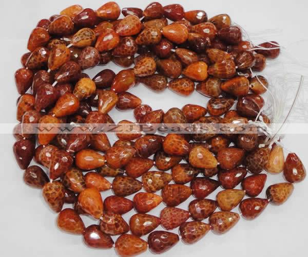 CAG589 15.5 inches 15*20mm faceted teardrop natural fire agate beads