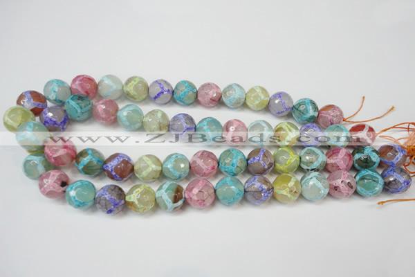 CAG5894 15 inches 14mm faceted round tibetan agate beads wholesale