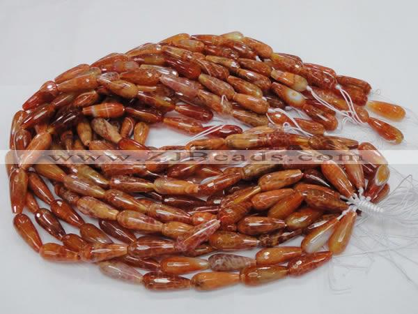CAG590 15.5 inches 8*16mm faceted teardrop natural fire agate beads