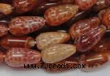 CAG593 15.5 inches 8*16mm teardrop natural fire agate beads