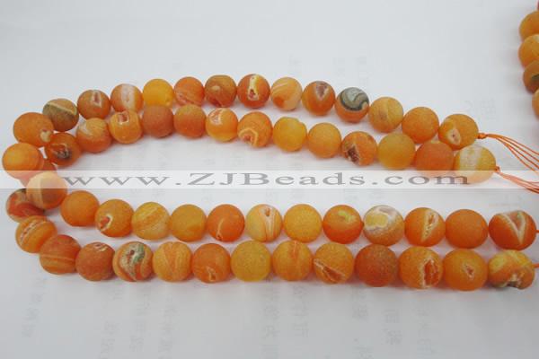 CAG5936 15 inches 14mm round matte druzy agate beads wholesale