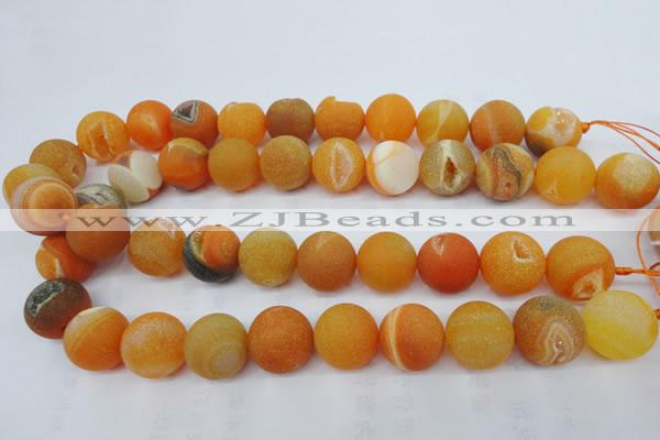 CAG5937 15 inches 16mm round matte druzy agate beads wholesale