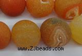 CAG5938 15 inches 18mm round matte druzy agate beads wholesale