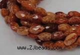 CAG598 15.5 inches 8*12mm faceted rice natural fire agate beads