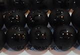 CAG6004 15.5 inches 12mm carved round matte black agate beads