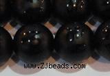 CAG6005 15.5 inches 14mm carved round matte black agate beads