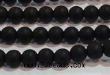 CAG6011 15.5 inches 6mm round matte black agate beads