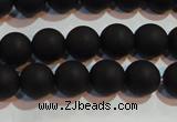 CAG6012 15.5 inches 8mm round matte black agate beads