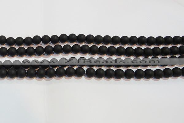 CAG6012 15.5 inches 8mm round matte black agate beads