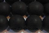 CAG6015 15.5 inches 14mm round matte black agate beads