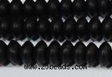 CAG6021 15.5 inches 4*8mm rondelle matte black agate beads