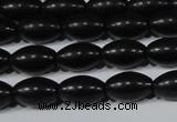 CAG6024 15.5 inches 6*9mm rice matte black agate beads