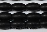 CAG6026 15.5 inches 8*12mm rice matte black agate beads