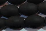 CAG6028 15.5 inches 13*18mm rice matte black agate beads