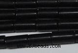 CAG6032 15.5 inches 6*12mm tube matte black agate beads