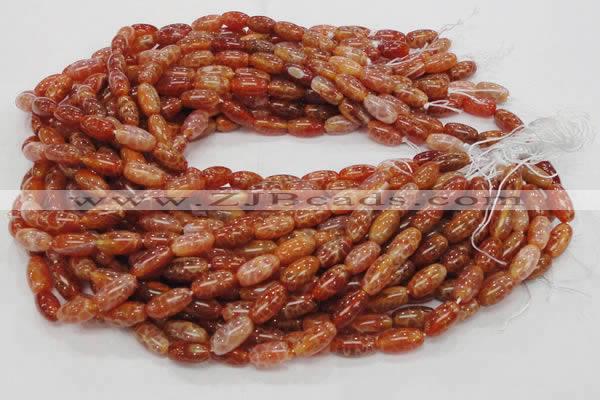 CAG605 15.5 inches 8*14mm rice natural fire agate beads wholesale