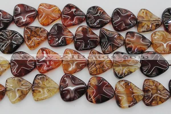 CAG6077 15.5 inches 40mm wavy triangle dragon veins agate beads