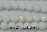 CAG6100 15.5 inches 4mm faceted round white agate gemstone beads