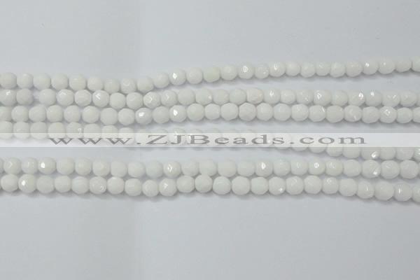 CAG6100 15.5 inches 4mm faceted round white agate gemstone beads