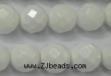 CAG6102 15.5 inches 8mm faceted round white agate gemstone beads