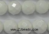 CAG6103 15.5 inches 10mm faceted round white agate gemstone beads