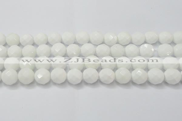 CAG6104 15.5 inches 12mm faceted round white agate gemstone beads