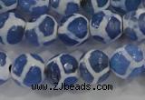 CAG6120 15 inches 8mm faceted round tibetan agate gemstone beads