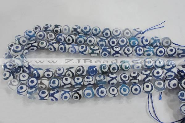 CAG6126 15 inches 10mm faceted round tibetan agate gemstone beads