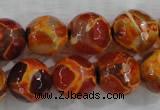 CAG6150 15 inches 10mm faceted round tibetan agate gemstone beads