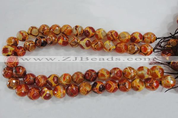 CAG6150 15 inches 10mm faceted round tibetan agate gemstone beads