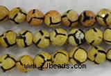 CAG6167 15 inches 12mm faceted round tibetan agate gemstone beads