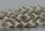 CAG6178 15 inches 14mm faceted round tibetan agate gemstone beads