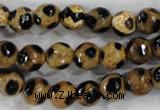 CAG6206 15 inches 10mm faceted round tibetan agate gemstone beads