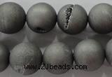 CAG6225 15 inches 14mm round plated druzy agate beads wholesale