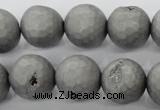 CAG6232 15 inches 8mm faceted round plated druzy agate beads