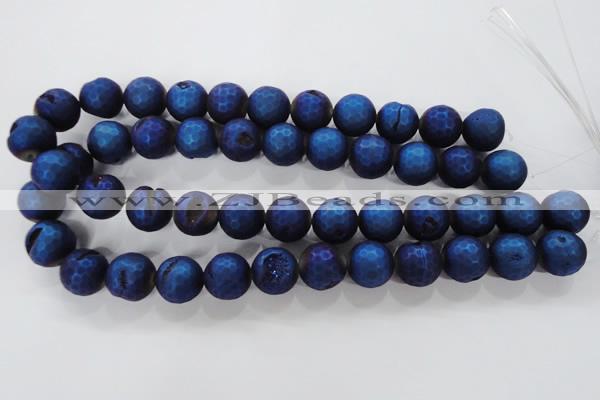 CAG6253 15 inches 10mm faceted round plated druzy agate beads