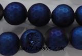 CAG6257 15 inches 18mm faceted round plated druzy agate beads