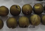 CAG6275 15 inches 14mm round plated druzy agate beads wholesale