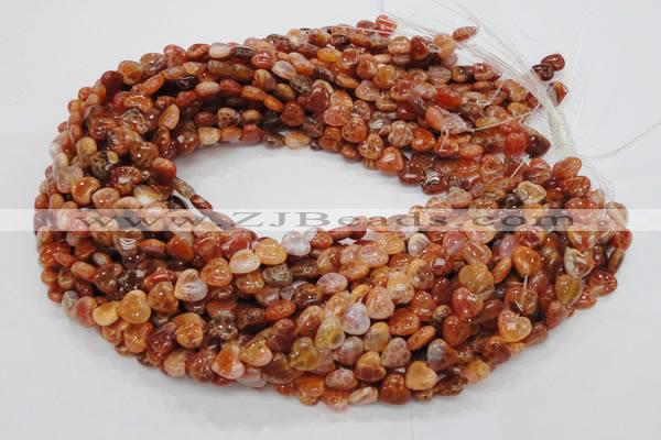 CAG628 15.5 inches 10*10mm heart natural fire agate beads wholesale