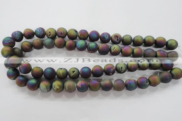 CAG6283 15 inches 10mm round plated druzy agate beads wholesale