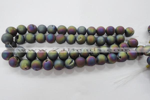 CAG6285 15 inches 14mm round plated druzy agate beads wholesale