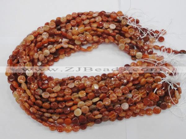 CAG629 15.5 inches 8mm coin natural fire agate beads wholesale
