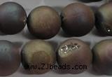 CAG6295 15 inches 14mm round plated druzy agate beads wholesale